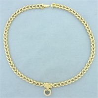 Diamond Door Knocker Style Necklace in 14k Yellow