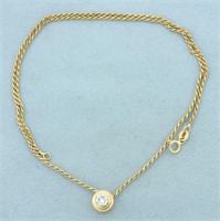 Bezel Set Solitaire Diamond Necklace in 14k Yellow