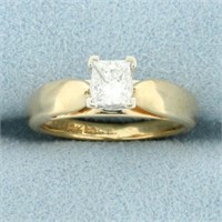 Solitaire Princess Diamond Engagement Ring in 14K