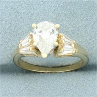 Pear Diamond Engagement Ring in 14K Yellow Gold