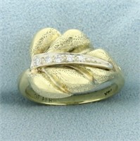 Diamond Leaf Design Ring in 14K Yellow and White G