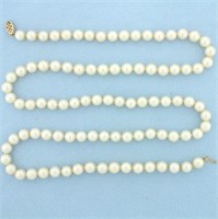 29 Inch Akoya Pearl Strand Necklace in 14K Yellow