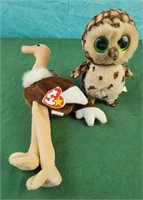 TY BEANIE BABY OWL AND OSTRICH