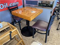 25" X 25" WOOD TABLE W/ 2 CHAIRS