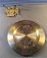 Brass colored serving White Swan serving tray