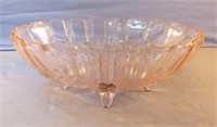 Indiana glass footed pink serving bowl