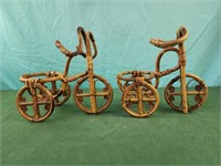 Bamboo bicycle planter holders for small pots