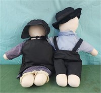 Amish fabric couple dolls 22"