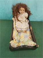 20x11x9 wood doll bed with doll