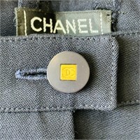 Chanel CC Logo Button Pockets Navy Wide Cuff Wool