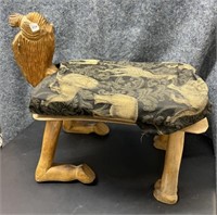 Vintage Camel Wood Seat Statue