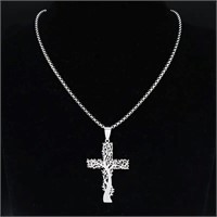Beautiful Silver Tree Cross necklace Nature