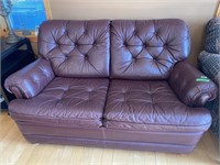 Leather love seat- burgundy