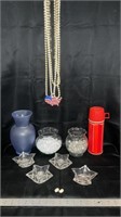 Avon necklace, clip on earrings, bead strands,