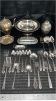 silver plated bowls, some silverware, butter