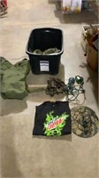 Mountain Dew shirt, hunting accessories