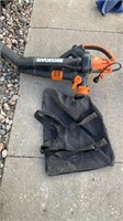 Worx electric leaf blower with strap and bag, not