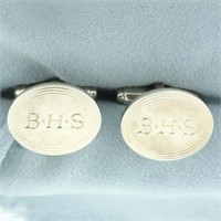 Vintage Tiffany and Co. Oval Cuff Links in Sterlin