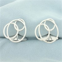 Abstract Design Circle Cufflinks in 14k White Gold