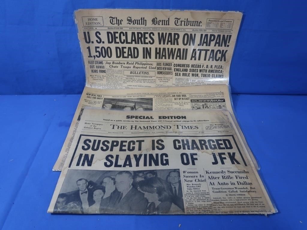 Laminated Newspapers-D Day 1941, JFK