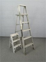 Lot Of 2 Aluminum Ladders 6 Foot, 2 Foot