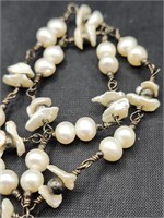 Sterling And Pearl Necklace And Bracelet
