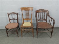 3x The Bid Antique Chairs
