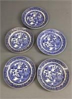 Lot Of 5 Vintage 8 Inch Blue Willow Plates