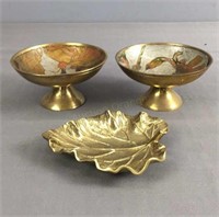 Lot Of 3 Artistic Brass Bowls