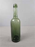 Very Early Blown Green Glass Whiskey Bottle