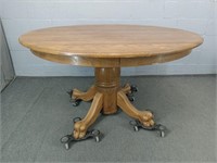 Solid Oak Clawfoot Pedestal Dining Table