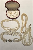 Vintage Pearl Multi Strand Necklaces And Modern