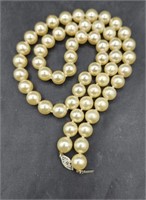 Sterling Cultured 24in Pearl Necklace