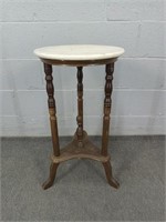 Wooden Marble Top Pedestal Table