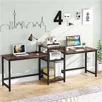 Tribesigns 96.9" Double Computer Desk with Printer