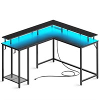 SUPERJARE L Shaped Gaming Desk with Power Outlets