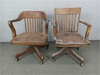 2x The Bid Solid Wood Adjustable Office Chairs