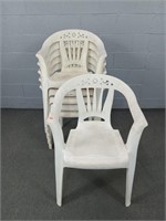 6x The Bid Plastic Patio Chairs