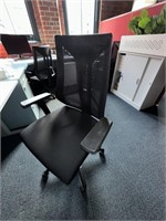4 Black Fabric Swivel Base Managers Chairs