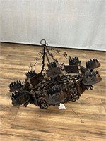 Spanish Revival Iron Candle Holder Chandelier