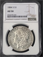 1884-S Silver Morgan Dollar NGC AU50
