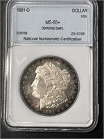 1881-O Morgan Silver Dollar NNC MS65+ obver DMLP