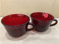 2 Vintage Ruby Red Coffee/Tea Cups