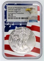 2021(S) Type 1 Silver Eagle NGC MS70