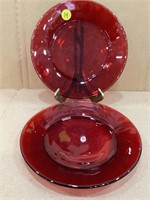 2 Vintage 7 3/4" Ruby Red Plates