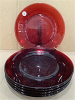 7 Vintage 9" Ruby Red Plates