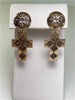 Vintage Sterling Large Cross Earrings 9 Grams Twt