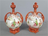 2x The Bid Porcelain Oriental Decanters