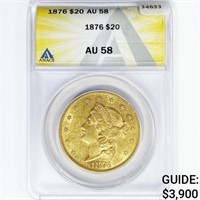 1879 $20 Gold Double Eagle ANACS AU58