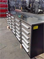 10' STAINLESS STEEL WORK BENCH WITH 30 DRAWERS